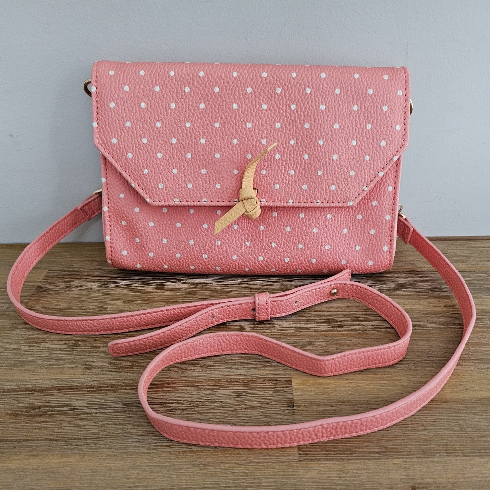 MATILDA JANE Pink & White Polka Dot Crossbody Bag, Purse